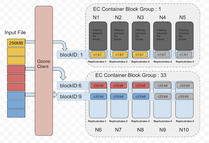 EC Block Allocation in Containers